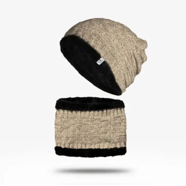 Beanie Hat & Scarf Set - Cream - Image 1