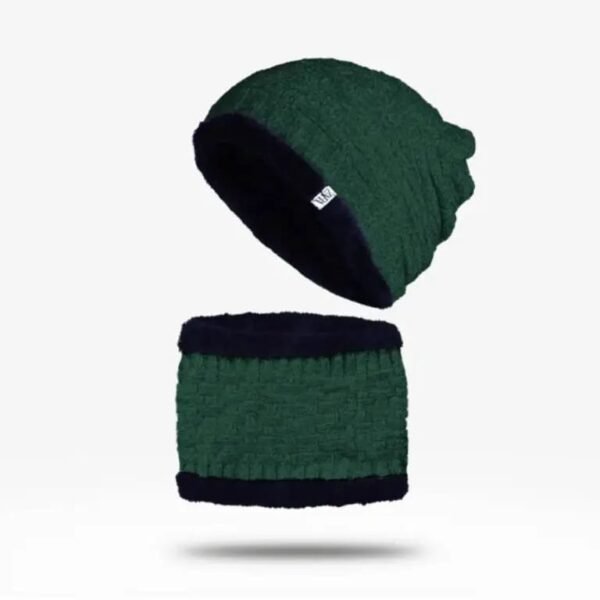 Beanie Hat & Scarf Set - Green - Image 1