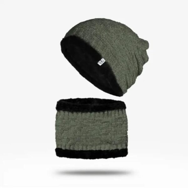 Beanie Hat & Scarf Set - Army Green - Image 1