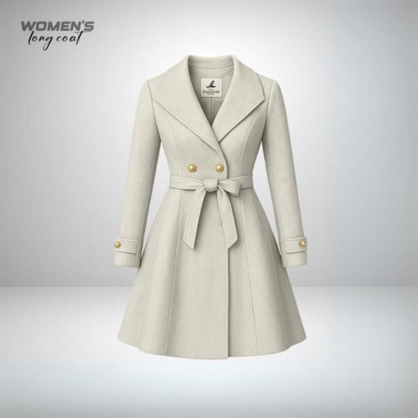 Women's Long Coat- Off White - Image 1