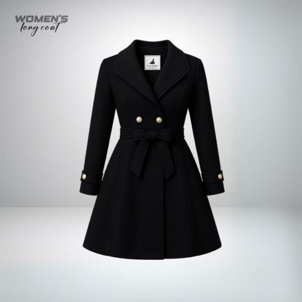 Women's Long Coat- Black - Image 1
