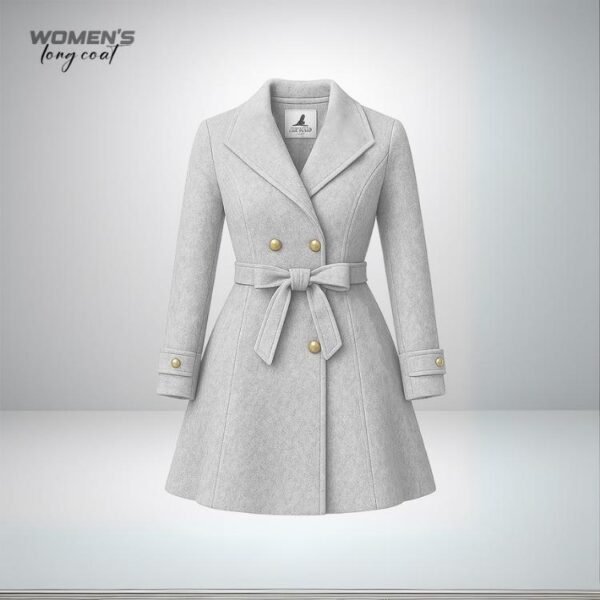 Women's Long Coat- White - Image 1