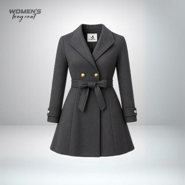 Women's Long Coat- Deep Gray - Image 1