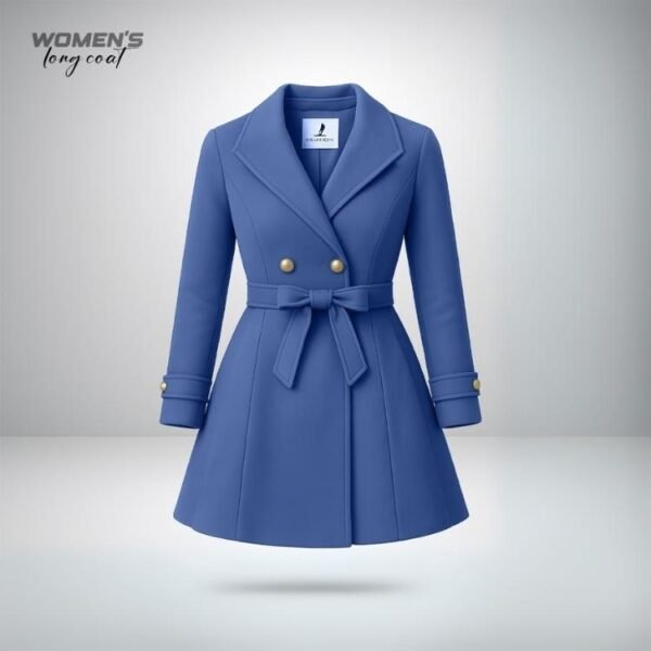 Women's Long Coat- Royal Blue - Image 1