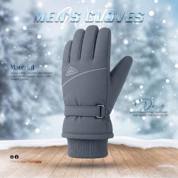 Men's Hand Gloves With Cuff - Gray - Image 1