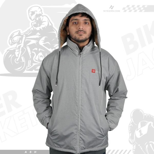 102- Hooded Windbreaker With Inner Padding - Ash (উইলসন জ্যাকেট - অ্যাশ) - Image 1